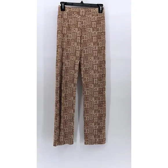 PALOMA WOOL Women's Brown Paisley Printed Straight Leg Pull-On Pant SZ S - Picture 1 of 10